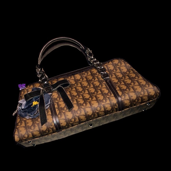 Dior Handbags - Christian Dior Vintage Brown and Black Monogram Oblique Trotter Logo Handbag